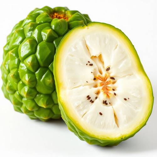 Gros plan sur la pulpe blanche et onctueuse de la pomme cannelle