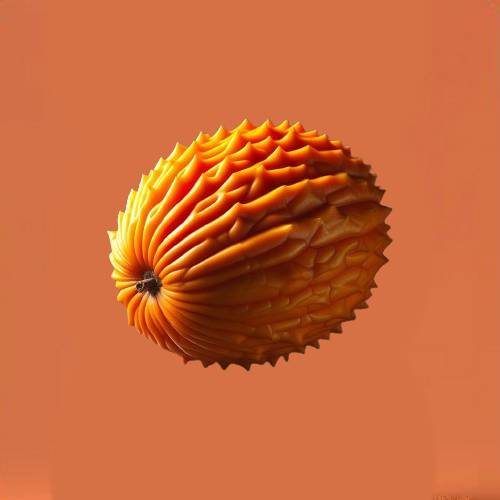 un fruit exotique de couleur orange aux formes extraordinaires